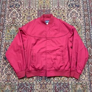 VTG 80s Par Four Vintage Men XL Red Bomber Jacket Western Yoke Zip Up Harrington